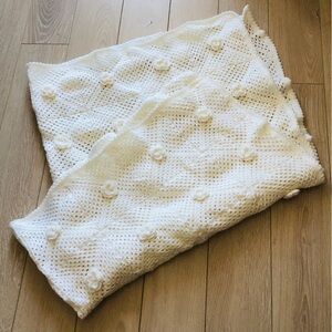 Handmade White Crocheted Baby Crib Blanket with Flower Granny Squares
